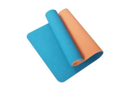 China Yoga Exercises Customize High Density Double Layer Color Band Yoga Mat Eco Friendly Non Slip High Density Mat With Carry Strap For Yoga, Pilates for sale