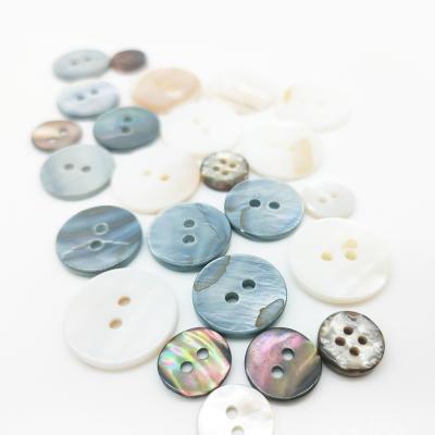 China Other Quality 2 Natural Black Shell Button Mother Hot Holes Of Pearl Buttons Round Shell Black Color Pearl Buttons for sale