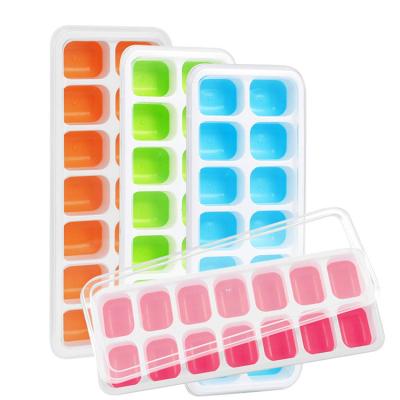 China Wholesale Hot Viable Custom Creative BPA Free Easy Release Reusable Mold 14 Holes Mini Silicone Ice Cube Tray With Removable Lid for sale