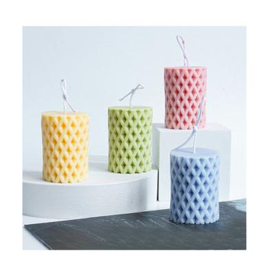 China Viable DIY Handmade Candle Silicone Mold Cylinder Small Grid Shaped Pillar Candle Mold for sale