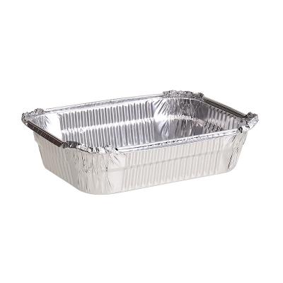 China Universal Microwavable Aluminum Foil Tray Disposable Rectangular Kitchen Use Rectangular Support Container For BBQ for sale