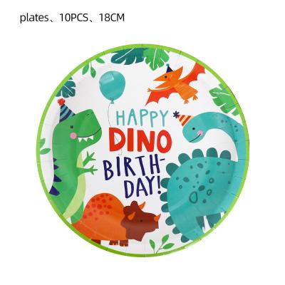 China Hot Selling Dinosaur Children's Eco-friendly Amazon Themed Tableware Flag Paper Cup Store Disposable Balloon For Celebration for sale