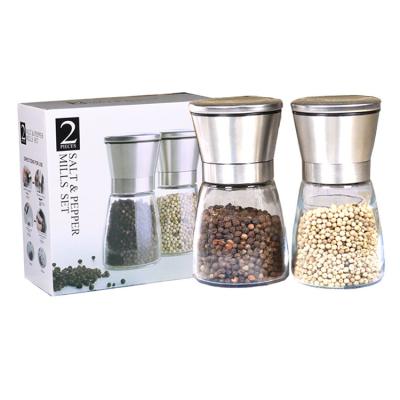 China Amazon Viable Top Selling High Quality Kitchen Fresh Instrument Salt Pepper Spice Grinder Manual 304 Stainless Steel 160ml Container for sale