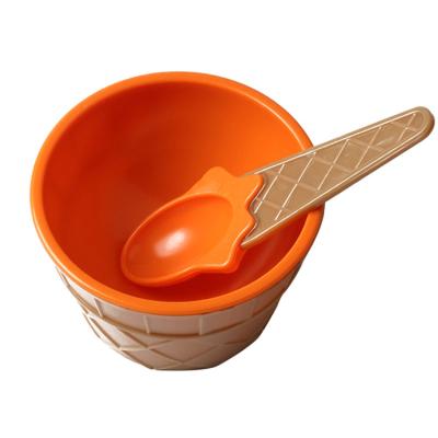 China Amazon Sustainable Top Selling Eco-Friendly Bpa Free Kids Bowls Ice Mixing Bowl Tableware With Spoon Double Layer Plastic Hot Selling for sale