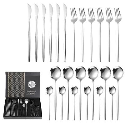 China Top of 6 Amazon Selling High Quality Safe Home Product 24pcs Stainless Steel Party Festival Cutlery Set for sale