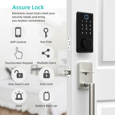 China High Security Home Door Lock Support Fingerprint Card Key Code Smart App Unlock for sale