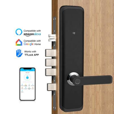 China Latest BLE TTlock App Wireless Aluminum Alloy Smart Door Lock with Fingerprint Scanner on the Handle for sale