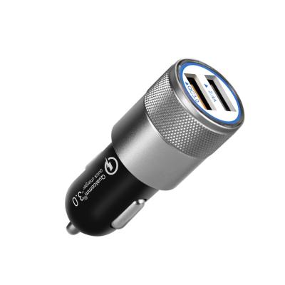 China Mobile Phone Tablet PC MP3 GPS 5V 3.1A 2.4A Dual Usb Aluminum Alloy Case Metal Car Charger With Led Light for sale