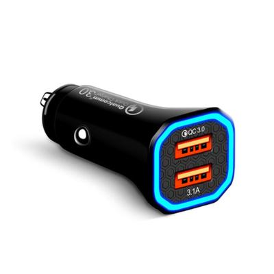 China MP3/MP4 player dual usb car charger 3.1a usb c port qc3.0 car charger socket for iPhone Samsung cellphones for sale