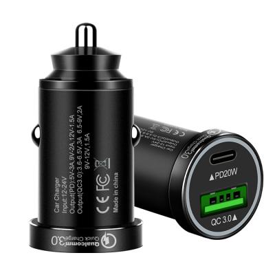 China High Speed ​​PD3.0 and QC3.0 Port Car Size Minil New Arrival Car Charger for Mobile Phone/Tablet/MP3/MP4 for sale