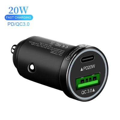 China pd20w high speed metal and qc3.0 18w total 38w mini dual usb car charger for sale