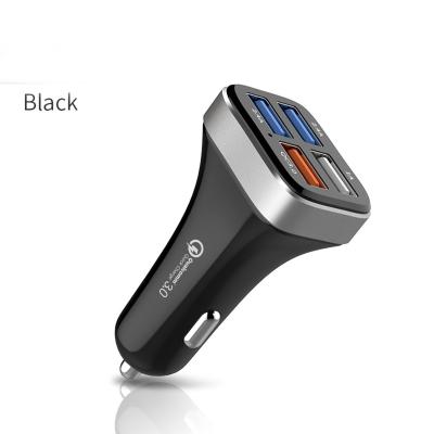 China 2021 mobile phone accessories 4usb port car charger qc3.0 high speed battery charger 12/24v for sale