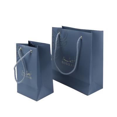 China Recycled Materials Logo Metallic Shining Gold Color Custom Paper Bag for sale