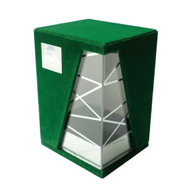 China Recyclable Jewelry Packaging Box With Green Velvet Glossy Luxury Acrylic Window for sale