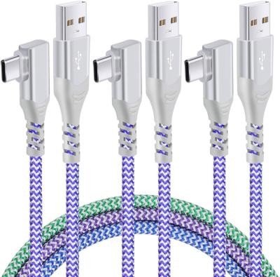 China Fast Charging Type Right Angle USB C Data Cable 90 Degree USB A To C Cable Fast Charging Type C Cable With Nylon Braided For Samsung for sale