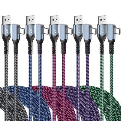 China 6/10FT 3A Fast Charging USB Type C Sync Transfer Cable USB A To USB C Data 90 Degree Nylon Braided Cable For Samsung Galaxy S10 for sale