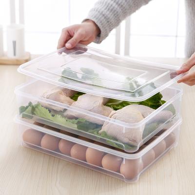 China Household Kitchen Food Crisper Storage Box Large Dumpling Frozen Undivided Plastic Fresh Box Single Layer Refrigerator for sale