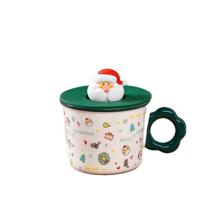 China New Sustainable Christmas Mugs With Lid Mugs Large Capacity Ceramic Appearance High Standard Couples Coffee Mugs Christmas Gift for sale