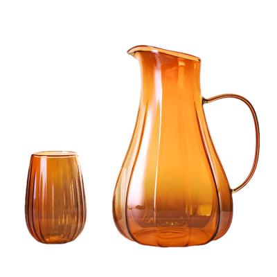 China WITH LID good quality cheap orange cold drinking water pitcher kettle jug glass set for sale