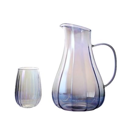 China WITH LID Exceptional Quality Luxury Colored Cold Kettle 1500ml Glass Water Jug Set for sale