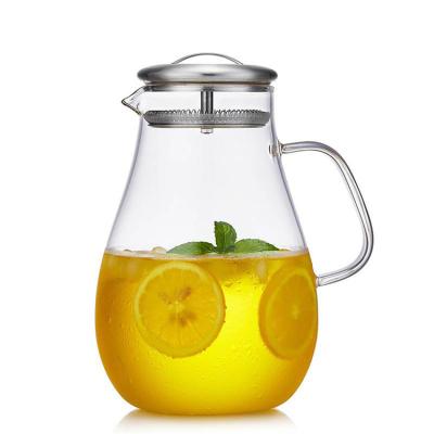 China WITH LID quality 1800ml cheap modern cold kettle glass water jug ​​pitcher with metal lid for sale