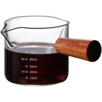 China Durable Side Handle High Borosilicate Glass Mouth Double Clear Pyrex Small Milk Cup Household Coffee Mug With Scale for sale