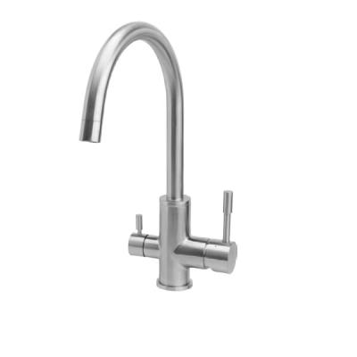 China Commercial Three Way Kitchen Mixer Taps SS Faucet with 2 Handle for sale