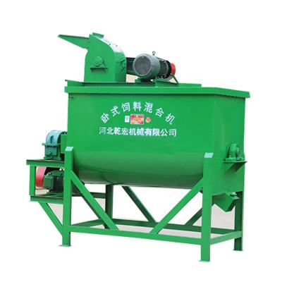 China Aquaculture And Animal Husbandry Horizontal 1 Ton Poultry Peanut Cow Cattle Feed Making Crusher And Mixer Machine for sale