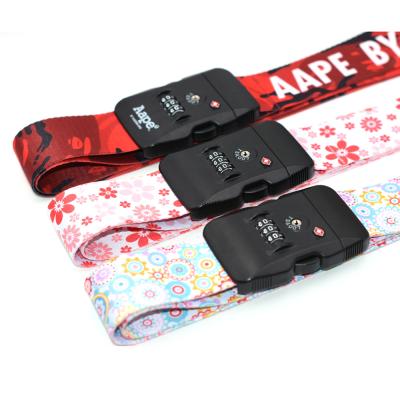 China Custom Zinc Alloy Sublimation Printed Adjustable Luggage Strap Belt With Plastic Buckle for sale