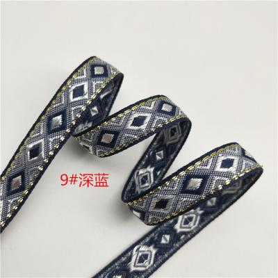 China Factory Outlet Customization 1.3Cm Side Band Viable Multiple Colors Jacquard Woven Webbing Garment Accessories for sale