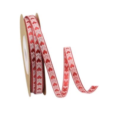 China China Supplier Viable Red Love Woven Polyester Webbing Strap Jacquard Gifts Tapes Webbing Satin Ribbons Wholesale for sale