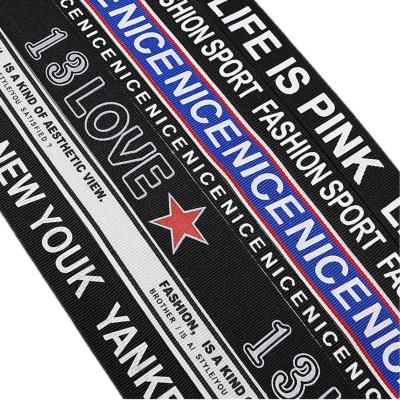 China Viable new style white sidebar factory price printed 100% polyester webbing belt letter tape customized thickness for sale