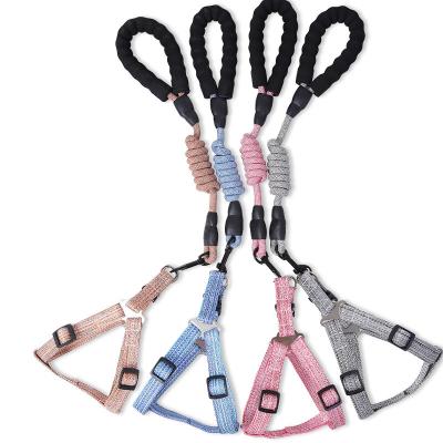 China Padded Adjustable Reversible Harness Set Dog Collar Leashes Dog Leash Belt for sale