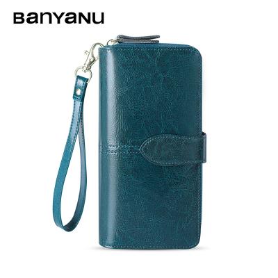 China BANYANU RFID Women Wallet Genuine Leather Wholesale Customize Soft Cowhide Lady Purse With RFID Blocking for sale