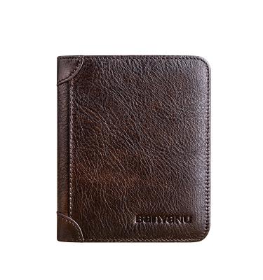 China RFID Men's Wallet New Retro Short Leather Driver's License Dollar Vertical Clip for sale