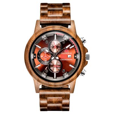 China Automatic Date Engrave Logo Wooden Watches Custom Private Label Mens Chronograph Wooden Quartz Luxury Watch for sale