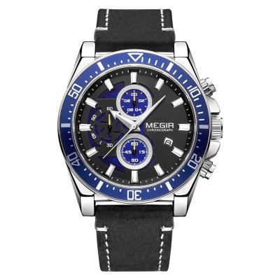 China Automatic date Megir 2132 fashion quartz watch for man relogio masculino masculino chronograph cool wristwatch sports military men's watches for sale