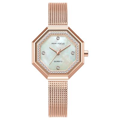 China Luxury Diamond Ladies Wristwatches Stainless Steel Rose Gold Mesh Strap Female Quartz Watch 2020 Fashion Brand Water Resistant Women Top Watches for sale