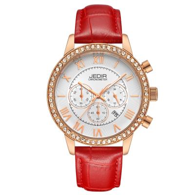 China Cheap Watches Chronograph Date Fashion Quartz Automatic Casual Women Wristwatch Women Crystals Ladies Leather Wristwatches Block Sport Tangan for sale