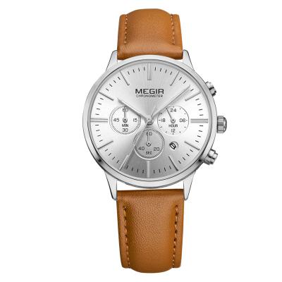 China Montre Femme Megir 2011 Original Brand Fashion Ladies Leather Chronograph Watches Cheap Women Quartz Watch for sale