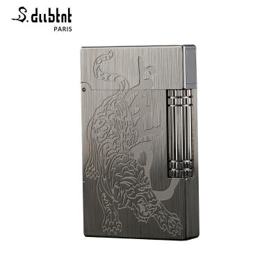 China S.dubtnt Gas Brand Carved Pure Copper Tiger Lighter , High End Lighter With Gift Box for sale