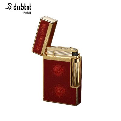 China Gas S.dubtnt Brand 24k Gold Plated Chinese Red Classic High End Flint Wheel Inflatable Lighter for sale