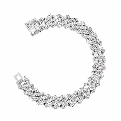 China Premium Custom Made Hiphop Moissanite VVS Cuban Iced Out HipHop Link Chain Bracelet For Men With GRA Certificate for sale