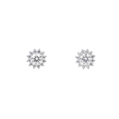 China Premium VVS CLASSIC Diamond Moissanite Floral Stud Earrings White in 925 Sterling Silver | White Gold Heart Moissanite Earrings for sale