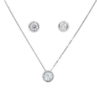 China VVS Moissanite GRA CLASSIC Premium Jewelry Set (Earrings & Stud Necklace) in 925 Sterling Silver for sale