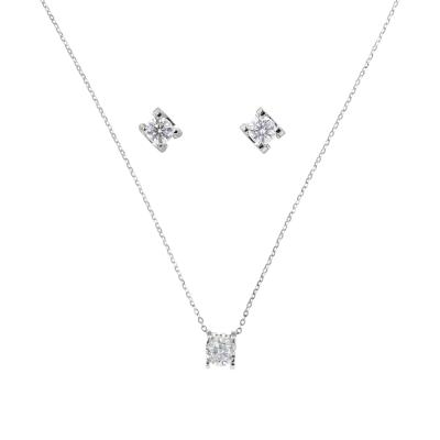 China VVS Moissanite GRA CLASSIC Premium Jewelry Set (Earrings & Stud Necklace) in 925 Sterling Silver for sale