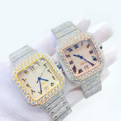 China Luxury Premium VVS Iced Out White Moissanite Custom Made Diamond Bezel Custom Watch For Men And Women for sale