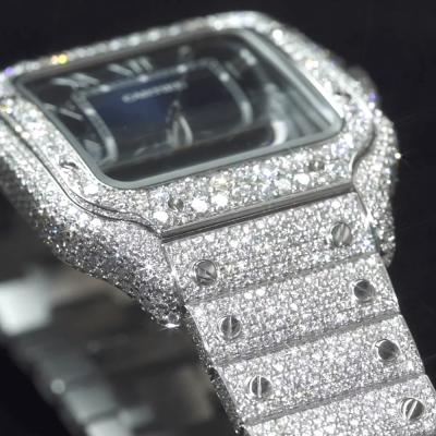 China Luxury Premium VVS Iced Out White Moissanite Hand Set Diamond Bezel Custom Watch For Men And Women for sale