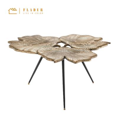 China Modern eco-friendly acrylic metal round stainless steel wood biloba nightstand side table living room furniture small bedroom for sale