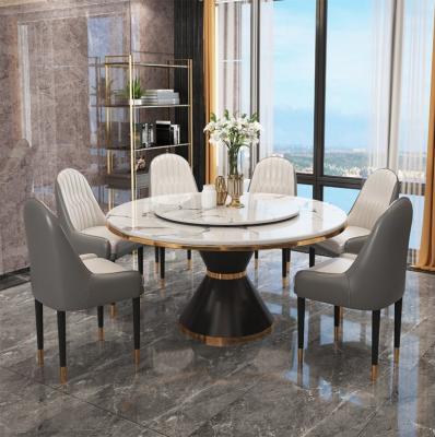 China Modern Convertible Metal Modern Marble Top Stone Living Room Bedroom Industrial Round Dining Table for sale